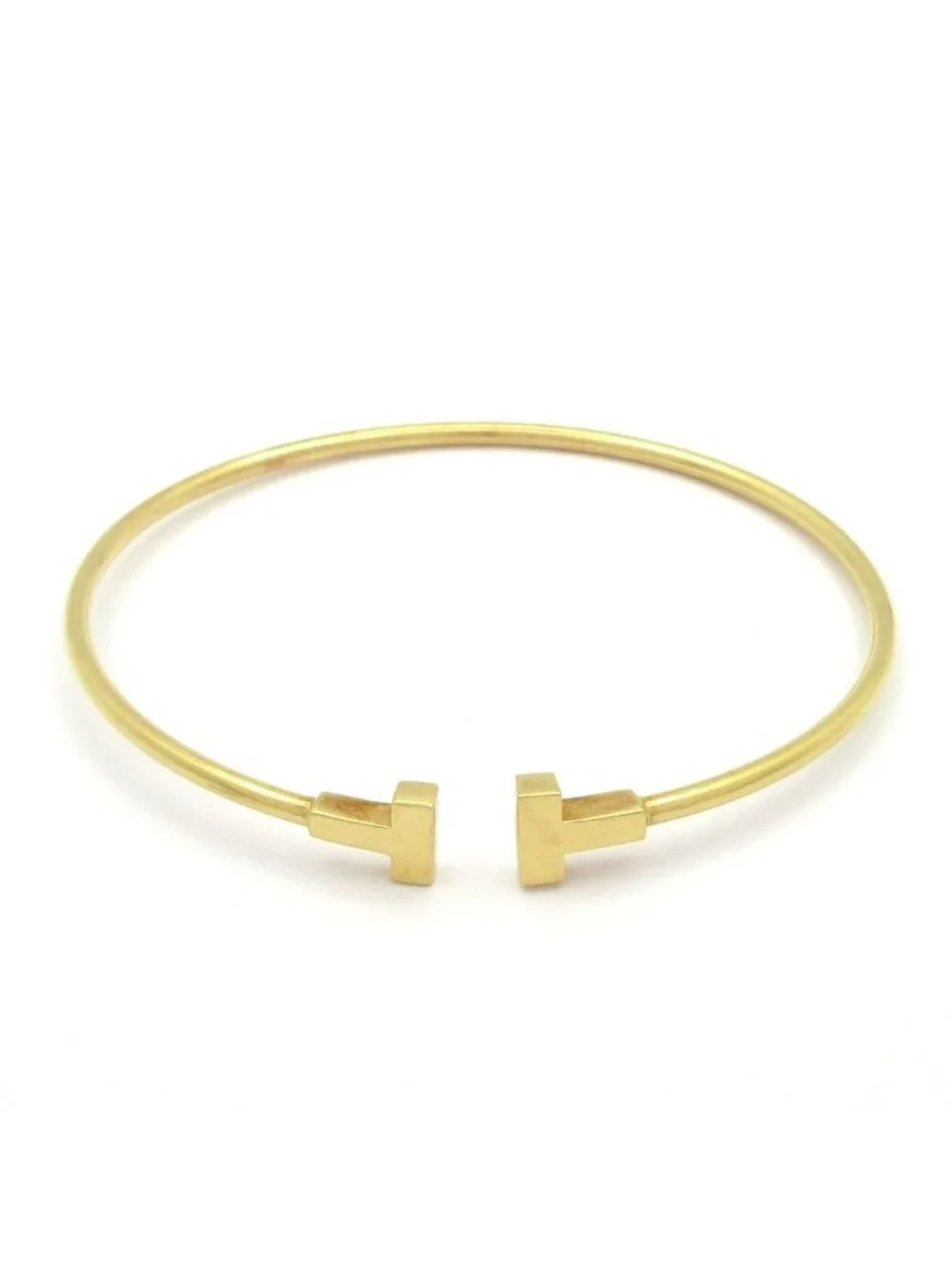 Tiffany & Co Bangle T Narrow Wire Bracelet 18K Yellow Gold